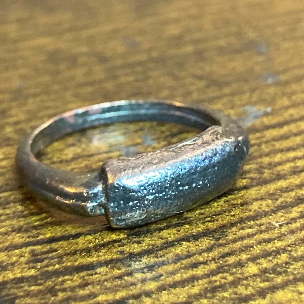 Brutalist Handcrafted Modernist Bar Ring Silver Tone Textured Artisan Size 6.5